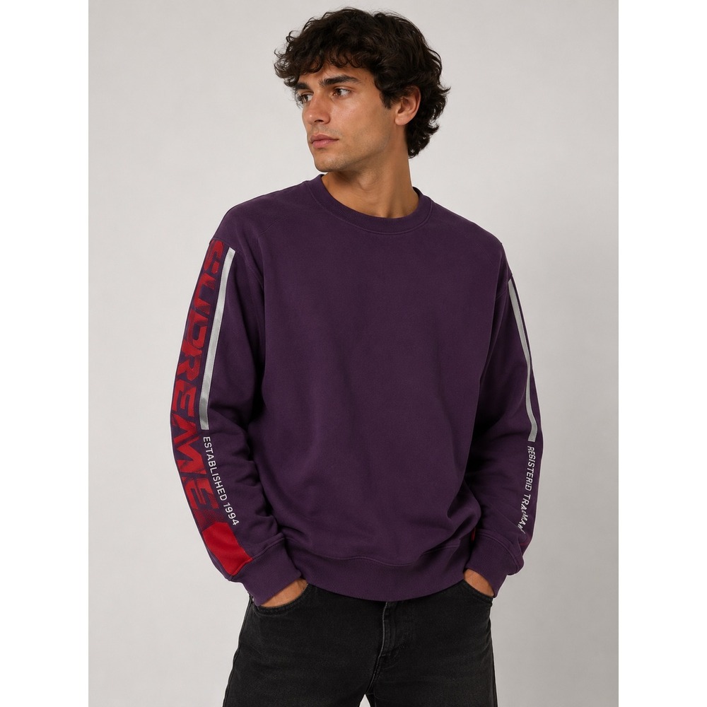 Supreme Crewneck Sweatshirt Pullover Logo Sleeve Purple Red Mens Size‎ M |P1